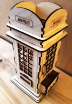 Phone Booth Pen Holder For Laser Cut Free DXF File