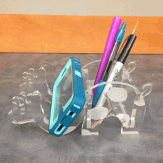 Phone Stand And Pen Holder Acrylic Giraffe 6mm Laser Cut Free Vector File