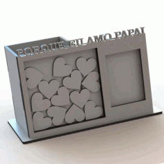Photo Frame And Pen Holder Organizer Laser Cut Free Vector File