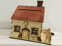 Piggy Bank House Coin Bank Saving Box For Laser Cut Free Vector File, Free Vectors File