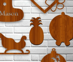 Pineapple Christmas Ornament Laser Cut Free Vector File