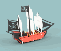 Pirate Ship For Laser Cut Free Vector File