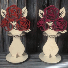 Plywood Flower Napkin Holder Wooden Napkin Stand Laser Cutting Free Vector File, Free Vectors File