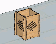 Plywood Laser Cut Elegant Pencil Holder 3mm Free Vector File