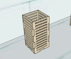 Plywood Patterned Laser Cut Pencil Holder 3mm Free DXF File