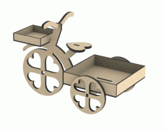 Plywood Tricycle Flower Box With Hearts For Laser Cut Free DXF File