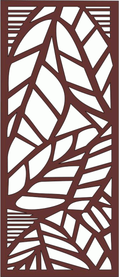 Privacy Partition Indoor Panel Screen Leaf Shaped Room Divider Seamless Design For Laser Cutting Free DXF File