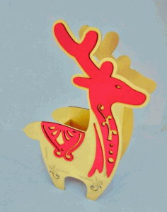 Reindeer Deer Pen Holder Desk Organizer Laser Cut Free Vector File, Free Vectors File