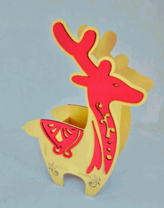 Reindeer Pen Holder Desk Organizer For Laser Cut Free Vector File