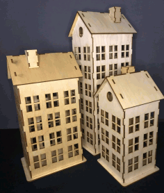 Retro Building Town Or City Vintage House For Laser Cut Free Vector File