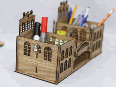 Retro Pen Holder Vintage Pencil Holder Desk Organizer Laser Cut Free Vector File