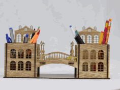 Retro Pen Holder Vintage Pencil Holder Desk Organizer Laser Cut Free DXF File