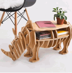 Rhino Book Shelf Home Decor Laser Cutting Template Free Vector File