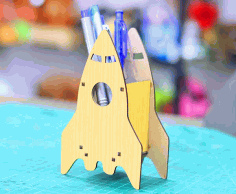 Rocket Shape Pen Holder Pencil Organizer 3mm Laser Cut Free DXF File