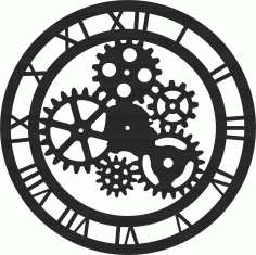 Roman Numerals Gear Clock Free DXF File