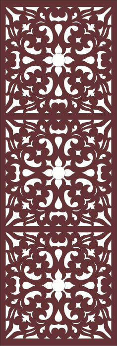 Room Divider Seamless Floral Grill Panel For Laser Cutting Free DXF File