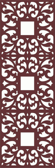 Room Divider Seamless Floral Grills For Laser Cutting Free DXF File