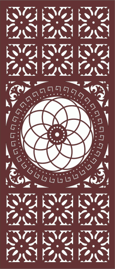 Room Separator Seamless Floral Screen Design For Laser Cutiing Free Vector File