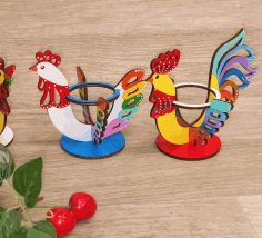 Rooster Egg Holder Easter Decorations For Laser Cut Free Vector File, Free Vectors File