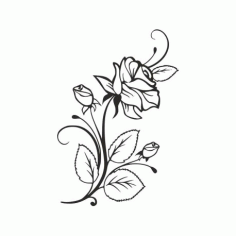 Rose And Rosebuds Beautiful Flower Stencil Free DXF File