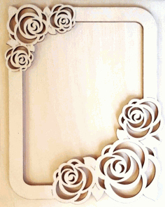 Rose Photo Frame For Laser Cutting Free Vector File
