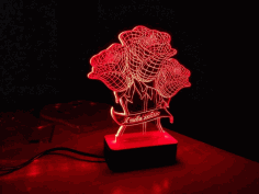 Roses 3d Optical Illusion Night Light Lamp Laser Engraving Free Vector File