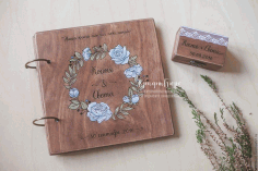 Roses Wreath Book Cover For Laser Cut Free Vector File, Free Vectors File