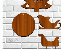 Round Christmas Ornament Circle Unfinished Wood Cutout Shape Laser Cut Free Vector File