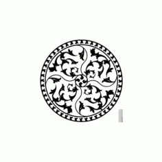 Round Floral Pattern Art d22 Free DXF File