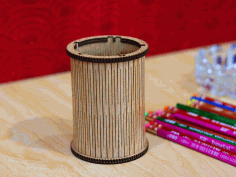 Round Pencil Holder Template 3mm Laser Cut Free Vector File