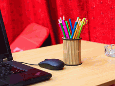 Round Pencil Holder Template 3mm Laser Cut Free DXF File