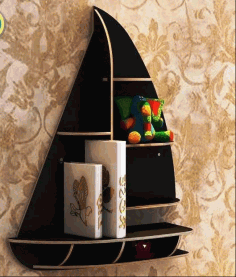 Sailboat Book Shelf For Laser Cutting Free Vector File
