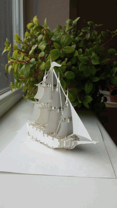 Sailing Ship 3d Puzzle For Laser Cut Free Vector File