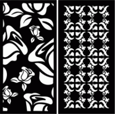 Sample Partition Screens With Roses For Laser Cut Cnc Free DXF File