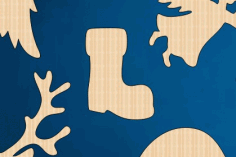 Santa Boot Wood Shape For Craft Laser Cut Free Vector File