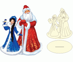 Santa Claus And Snowmaiden Christmas Decoration Laser Cut Free Vector File