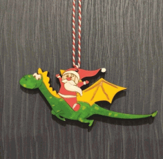 Santa Claus Riding Dragon Ornament Laser Cut Free Vector File