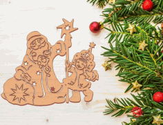 Santa Claus With Queen Laser Cut Free Vector File