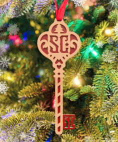 Santa Key Christmas Tree Decoration Laser Cut Free Vector File