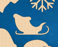 Santa Sleigh Shape Unfinished Wood Craft Cutout Laser Cut Free Vector File, Free Vectors File