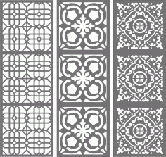 Seamless Separator Grill Patterns Set For Laser Cut Free Vector File