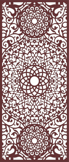 Separator Seamless Floral Screen Panel Cnc Laser Cutting Free DXF File