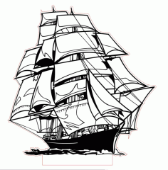 Ship 3D Led Night Light Free Vector File