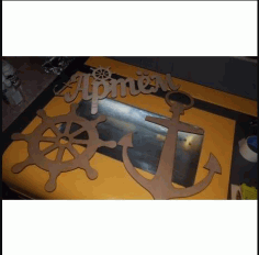 Ship Anchor And Helm Layout For Laser Cut Free Vector File