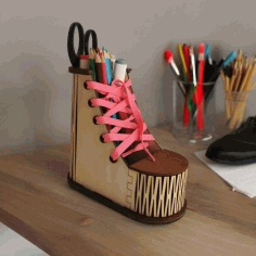 Shoe Shape Desk Accessories Organizer Laser Cut Free Vector File, Free Vectors File