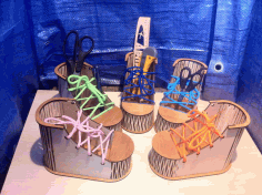 Shoe Shape Pen Holder Stand Desk Organizer Laser Cut Free Vector File