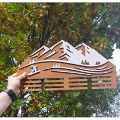 Ski Medal Display Hanger Template For Laser Cut Free Vector File