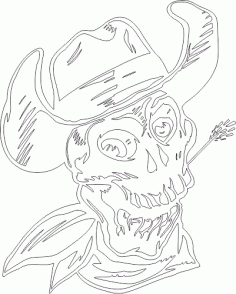 Skull Cowboy Hat Free DXF File
