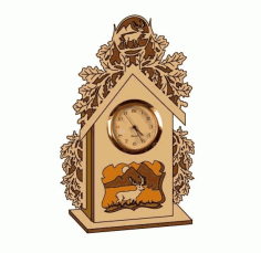 Small Wooden Clock House Free DXF File