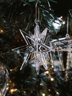 Snowflake Christmas Tree Ornament Laser Cut Free Vector File